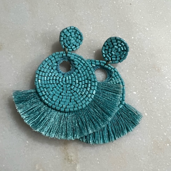 Turquoise Earrings - Beaded & Fringe Details - Picture 4 of 10